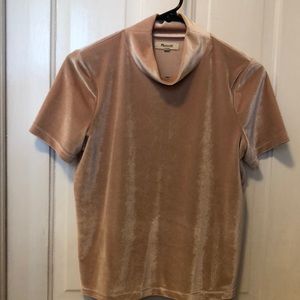 Madewell Blush Velvet Mockneck Top